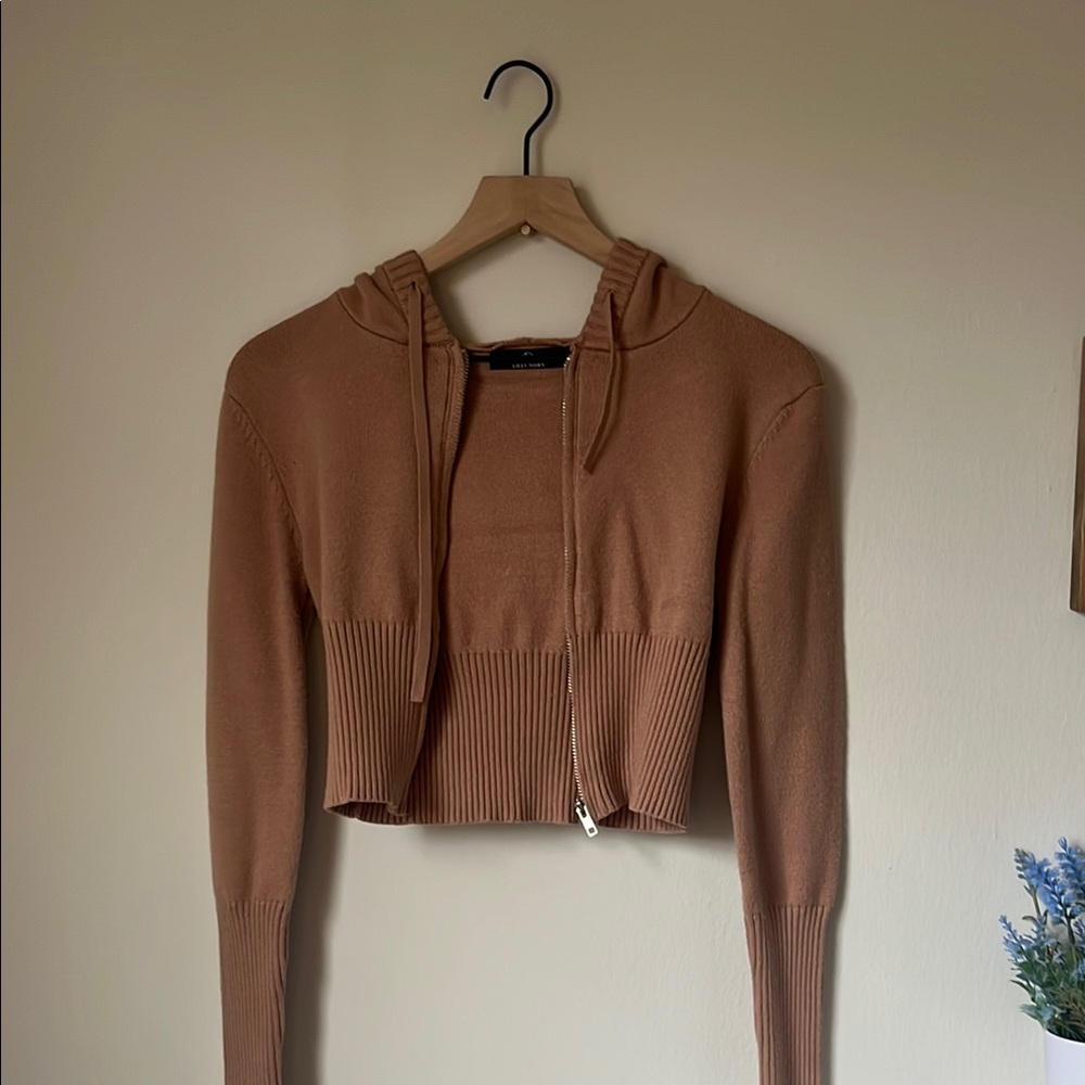 Women's Tan Cropped Hoodie